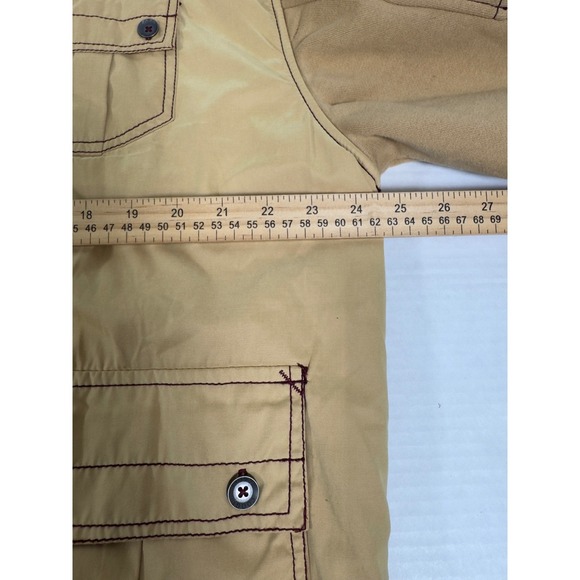 Coogi Hooded Utility Jacket Mens XL Tan Burgundy  Cargo Zip Streetwear Hip Hop - Picture 7 of 10